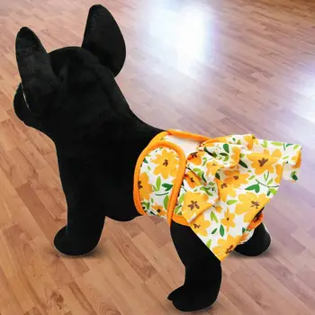 Pet Sıhhi Pantolon Polyester Polyester Raptiye Bant Çiçek Desen Köpek Pantolon Sızdırmaz Yıkanabilir Kolay Giyen Pet İç Çamaşırı