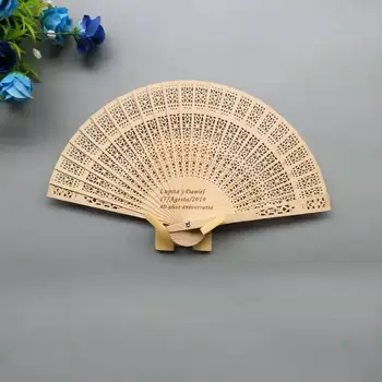 100pcCustomized LOGo El Ahşap yelpaze Sandal Ağacı Kokulu yelpaze El Fanlar Düğün Dekorasyon İçin Konuk İçin Hediyeler