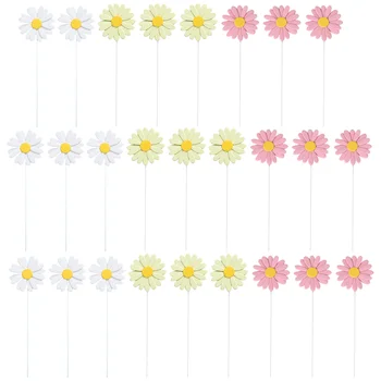 30 adet Papatya Çiçek Kek Topper Çiçek Cupcake Toppers Papatya Çiçek Cupcake Seçtikleri Parti Papatya Cupcake Toppers Doğum Günü