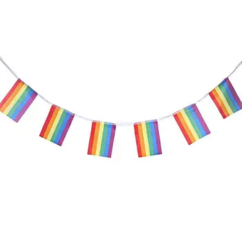 5m 20 adet Gökkuşağı Bayrağı Dizeleri Renkli Gökkuşağı Barış Bayrakları Afiş LGBT Gurur LGBT Bayrağı Lezbiyen Eşcinsel Sağ Geçit Asılı Kiraz Kuşu