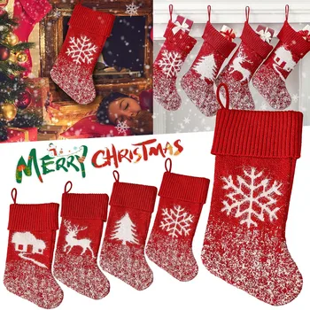Knitted Christmas Socks Xmas Tree Noel Decoration 2022 Interieur New Year Рождество 2023 Украшения Enfeites De Natal Wholesale