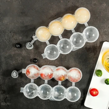 4 Delik Buz Kutusu Viski Yuvarlak Buz Topu silikon kalıp Mühürlü Ve Dengeli buz yapım makinesi Mutfak DIY Dondurma Çikolata Jöle Araçları