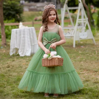 Fantezi Çocuklar Bebek Prenses Elbise Yaz Kolsuz Kız Tutu Elbise Sevimli İlmek çocuk Giysileri doğum Günü partisi elbiseleri