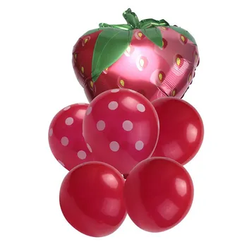 16 Adet Çilek Balonlar Meyve Jumbo Folyo Mylar Balonlar Çilek Tema Doğum Günü Partisi Dekorasyon Bebek Duş için