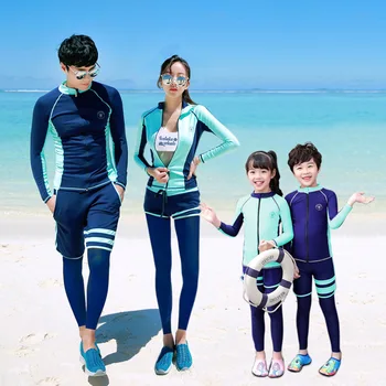 Aile Eşleştirme Mayo Çift Uzun Kollu Mayo Aile Sahil Güneş Koruma Seti Erkek Kadın Erkek Kız dalış kıyafetleri