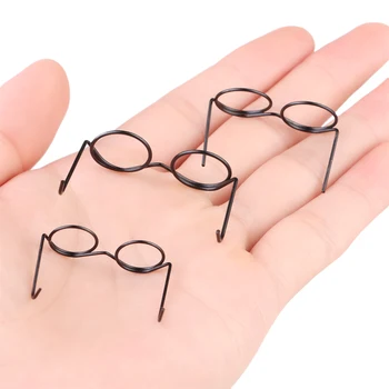 Sevimli Yuvarlak Gözlük Çerçevesi Bebek Moda Retro Lenssiz Gözlük Mini Oyuncak Gözlük Bebek Gözlük Bebek Soyunma Aksesuarları