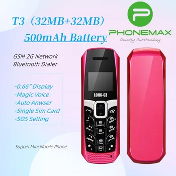 T3 Küçük İnce Mini Cep Cep Telefonu Bluetooth 3.0 Dialer Telefon Rehberi / sms / müzik Sync Fm Sihirli Ses