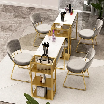 Amerikan ışık lüks tırnak masaları Tırnak Dükkanı manikür masası Çift manikür masası sandalye Seti Tasarımcı Profesyonel manikür masası