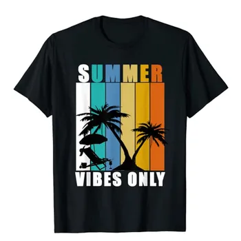 RETRO YAZ VİBES VİNTAGE ışınları TEE BEACHY VİBES T-Shirt Moda Plaj Sevgilisi Yaşam Grafik Tee Üstleri Pamuk Kısa Kollu Bluzlar