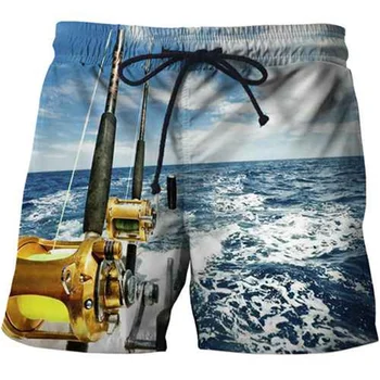 Balıkçılık Şort Pantolon Erkekler 3D Baskılı Yüzmek Mayo Yaz Rahat plaj şortu Komik Mayo homme 2023 spor pantolon Spor Buz Şort