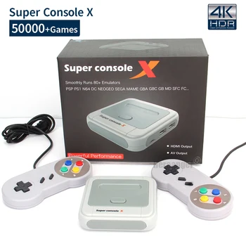 Retro WiFi Süper Konsol X 4 K AV/HD TV video oyunu Konsolları İçin PS1/PSP/N64/DC İle 50000+ Oyunları İle 2.4 G Kablosuz Kontrolörleri