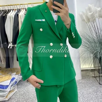 Thorndike Kore Versiyonu Sonbahar Takım Elbise Ceket Yüksek Kaliteli Takım Elbise düğün elbisesi Takım Elbise 2 Parça Kostüm erkek Mariage Yeşil Slim Fit