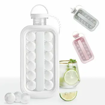 Yeniden kullanılabilir 2 in 1 buz topu şişesi katlanır ABS Silikon Sızdırmaz şeffaf buz topu makinesi su ısıtıcısı