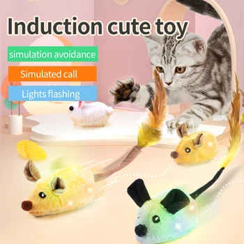 Akıllı Koşu Fare Kedi Oyuncak İnteraktif Rastgele Hareketli Elektrikli Kedi Teaser Oyuncaklar Simülasyon Fareler Yavru Kendi Kendine Oynayan peluş oyuncaklar