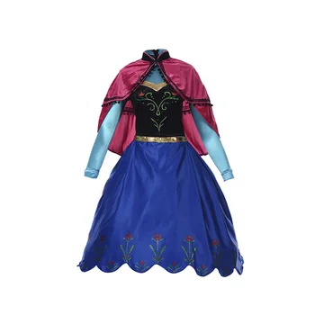 Kızlar Cadılar Bayramı Kostüm Çocuklar Anna Prenses Şal Elbise Uzun Kollu Takım Elbise Lüks Saten Genç Çocuklar İçin Festivali Hediye 4-12T