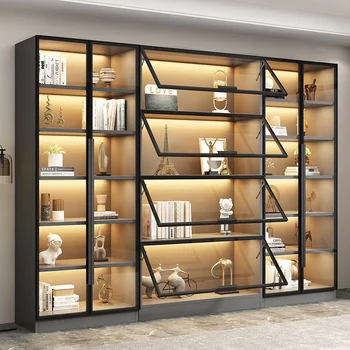 Kombine Kitaplık Tüm Duvar lambası Lüks Modern Minimalist Oturma Odası vitrin cam kapi Mobilya cam kapı kolu ve tokmağı