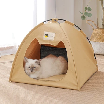 Taşınabilir Kedi Çadır Ev Çıkarılabilir Yıkanabilir Kedi Yatak Pet Kedi Köpek Derin Uyku Sıcak Rahat Kapalı Pet Çadır Pet Mat Malzemeleri