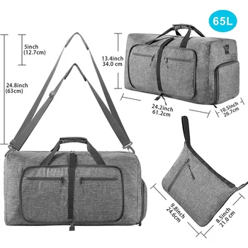 MİRACOL silindir seyahat çantası Erkekler için, 65L Katlanabilir silindir seyahat çantası Ayakkabı Bölmesi ile seyahat çantası Erkekler Kadınlar için Su Geçirmez