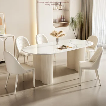 Oval Tasarım Yemek Masaları Oturma Odası Nordic Kahve Mermer Modern Yemek Masaları Mutfak Lüks Mesa Comedor Ev Mobilyaları SR50DT