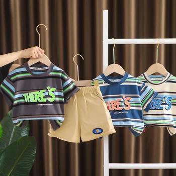 Giyim setleri Yaz Erkek 5 Yıl Çocuk T-shirt Şort 2 adet Eşofman Bebek spor elbise Çocuklar Pamuk Kıyafetler Kostüm 2023