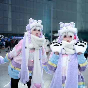Oyun Kader / Büyük Sipariş Kamaー ー Cosplay Cosplay Kostümleri Setleri Günlük Giyim Kış Kazak Şapka Eşarp Sevimli Sıcak Cosplay Aksesuarları
