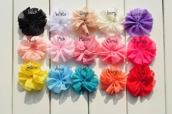 30 adet/grup 6cm 15 renkler DIY Katı Şifon Balerin Saç Çiçek Kız Aksesuarları İçin Yapay Kumaş Çiçekler bantlar