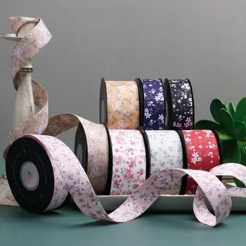 10 Yards/Rulo Çiçek Baskılı Polyester Şerit 25mm Tatlı Tarzı Şeritler DIY Saç Döngü Yay Saç Kravat Süs Giyim Malzemesi