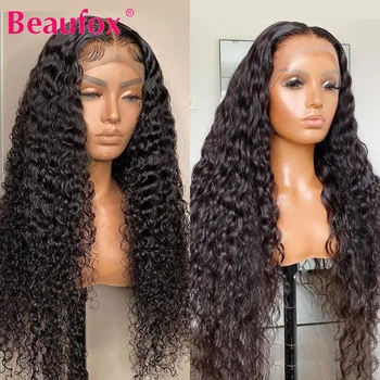 Beaufox Su Dalgası dantel ön peruk insan saçı sırma ön peruk kıvırcık insan saçı Peruk Kadınlar İçin Tutkalsız Malezya Dantel Peruk