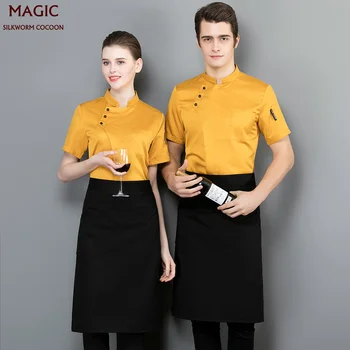 unisex restoran üniforma Catering Hizmetleri Cafe Garson Iş Giysisi aşçı Ceketler Üniformaları Önlükleri şef restoran üniforma şef gömlek