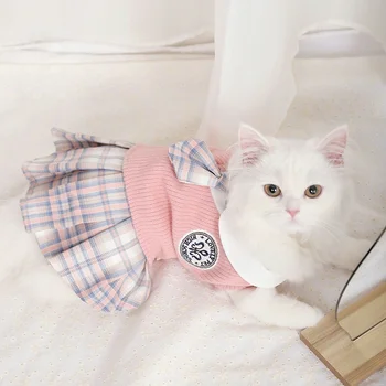 Sevimli Kedi Giysileri Moda Sıcak Cilt Dostu Güzel Kediler Giyim Ragdoll Mavi Kedi Yavru Elbise Köpek Giyim JK Pet Kedi Elbise