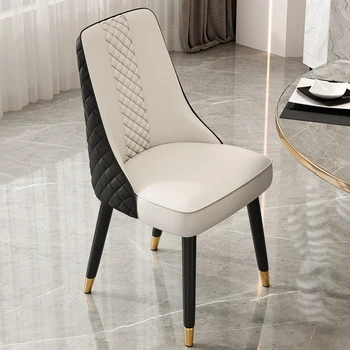 Kapalı Sırt Desteği yemek sandalyeleri Oturma Odası Lüks Modern Beyaz Relax Deri Tasarımcı Şezlong İskandinav Sillas Mobilya