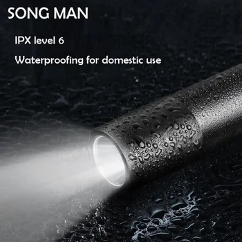 Şarj edilebilir meşale ışık su geçirmez Mini ışık 3 modları USB şarj el feneri dahili pil ile alüminyum fener şarkı ADAM
