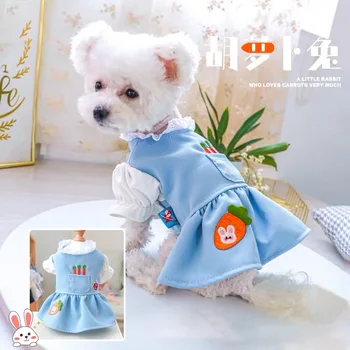 Köpek Kedi Bahar ve Yaz Giysileri Teddy Bichon Küçük ve Orta ölçekli Köpek Kostüm Üç Havuç Prenses Elbise