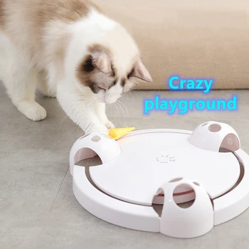 Yeni İnteraktif Kedi Oyuncak Komik Kedi Otomatik Dönen Kedi Oyun Teaser Plaka Fareler ve Hayvan Oyuncaklar Elektrikli Oyun Egzersiz pet Oyuncak
