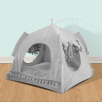 Kedi Çadır Mağara Yatak Kapalı Kediler için Yarı kapalı Yaz Yatakları Nefes Çadır Ev 2 Taraflı Yastık Küçük Köpekler için Kedi Yatağı