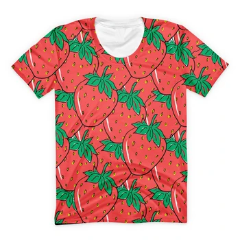 Çiçekler Çilek Kawaii Tüm Baskılı T Shirt Yaz Casual Streetwear Meslek Kısa Kollu Tee Kadın Giyim