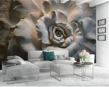 beibehang Üç Boyutlu kişiselleştirilmiş dekoratif papel de parede 3d duvar kağıdı kabartma gül TV kanepe arka plan duvar tablosu