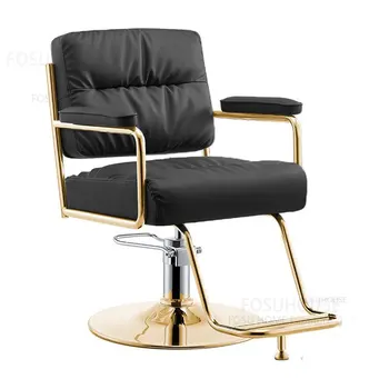 Modern Basit berber koltuğu ışık güzellik salon sandalyesi kuaför Özel berber koltuğu Ev kaldırma ve Dönen makyaj koltuğu