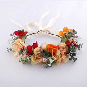 Saç aksesuarları düğün gelin tatlı renkli çiçek dekor kafa bandı kadınlar için zarif