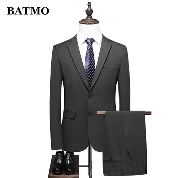 BATMO 2020 yeni varış yüksek kaliteli rahat takım elbise erkek, erkek düğün elbisesi, ceket + pantolon, artı boyutu S-4XL 2210