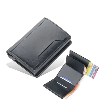 Erkek kart tutucu RFID Engelleme Vintage deri cüzdan Kredi kart tutucu Erkekler ve Kadınlar için Para Klip