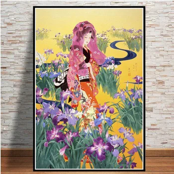 Japon Geyşa kadın Resimleri Anime Posterler Baskılar Duvar Sanatı Yağlıboya Duvar Resimleri Modern Oturma Odası Ev Dekorasyon Resimleri