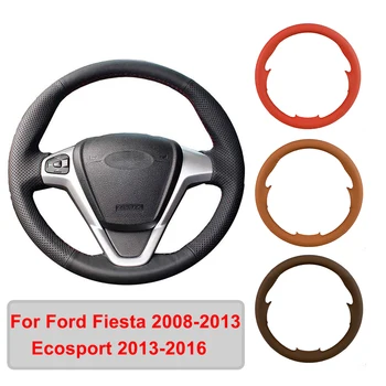 El dikişli Suni Deri Araba direksiyon kılıfı Ford Fiesta 2008-2013 İçin Ecosport Orijinal direksiyon Örgü