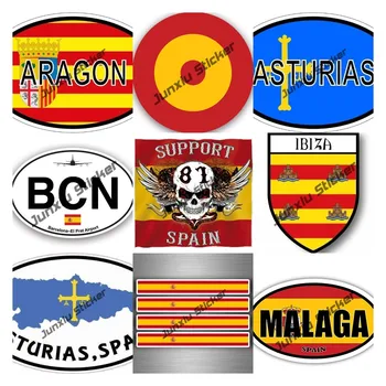 Ispanyolca Çıkartmaları İspanya vinil yapışkan İspanya Asturias Barcelona Malaga MADRİD Şehir Kalkanı Seyahat Vatanseverlik Sticker Arabalar için Dizüstü Bilgisayar