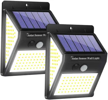 140 LED hareket sensörü güneş ışıkları süper parlak açık 3000 lümen su geçirmez çit direği Yard Patio bahçe güneş lambası