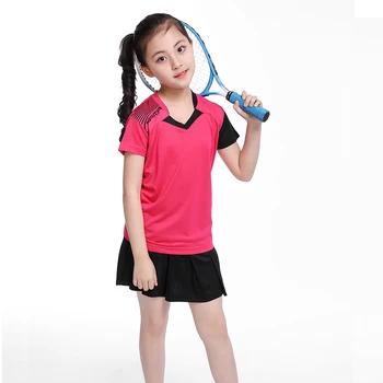 Ücretsiz baskı adı Çocuk Badminton elbise Kız eşofman, Spor çocuk masa tenisi elbise kız, tenis elbise takım elbise 5062