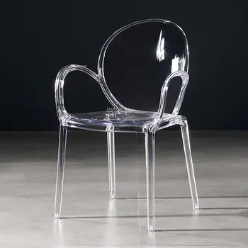 İskandinav Akrilik yemek sandalyeleri mutfak mobilyası Şeffaf Tasarım Arkalığı Koltuk Minimalist Modern plastik yemek sandalyeleri