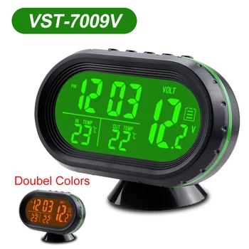 3 İN 1 Termometre Saat Voltmetre Araba LCD Arka dijital ekran Donma Uyarısı Kendinden Yapışkanlı Araba Styling Aydınlık Saat
