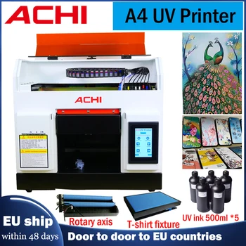 ACHI A4 UV Yazıcı Epson L800 Memesi Düz Baskılı telefon kılıfı Kabartmalı Metal Akrilik Şişe Silindir Kumaş / 3D Kabartmalı
