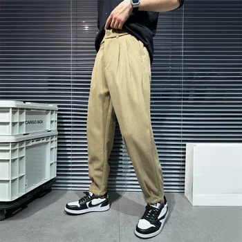 Streetwear erkek Kadife Pantolon 2023 İlkbahar/Yaz Moda Çok Yönlü Gevşek Kayış Katı Harlan rahat pantolon Adam için Hip Hop